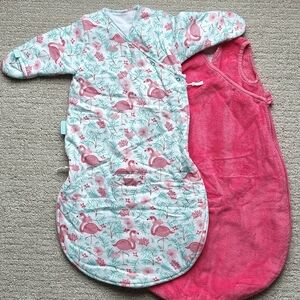 BEMINi 2pack of Newborn Baby Girl Sleeping Bags Swaddle Pj Flamingo Pink
